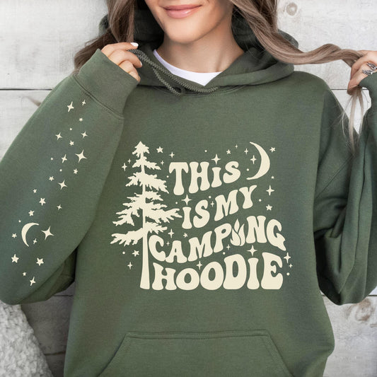 CAMPING: Unisex Hoodie in Military Green