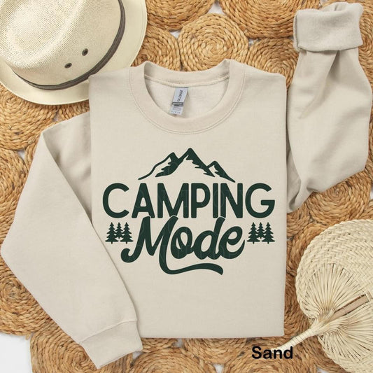 CAMPING MODE: Unisex Crewneck in Sand