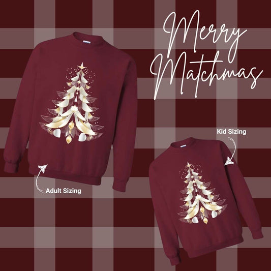 SILVER AND GOLD TREE: YOUTH Unisex Crewneck in Maroon