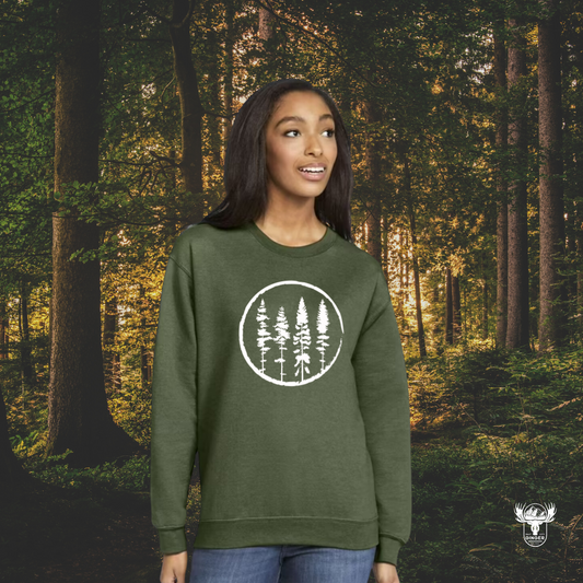 EVERGREEN: Unisex Crewneck in Military Green