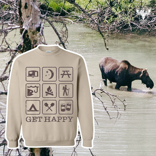 GET HAPPY: Unisex Crewneck in Sand