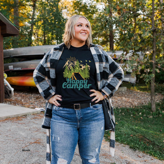 HAPPY CAMPER: Unisex Tee in Black