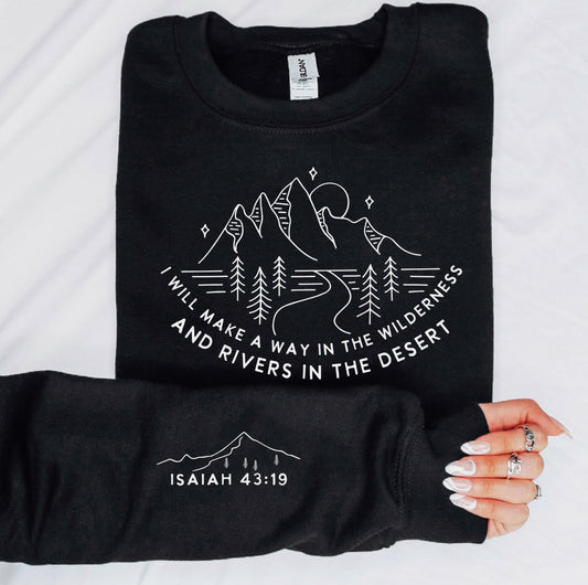 MAKE A WAY (Isaiah 43:19): Unisex Crewneck in Black