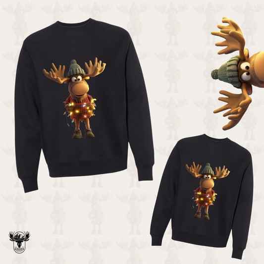 CHRISTMAS MOOSE: Unisex Crewneck in Black