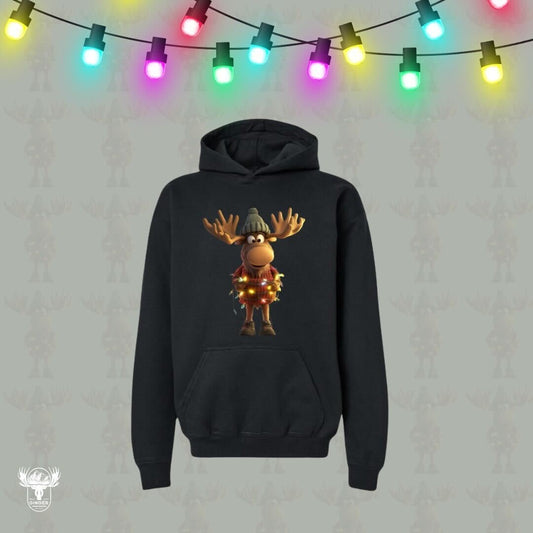 CHRISTMAS MOOSE: Unisex Hoodie in Black