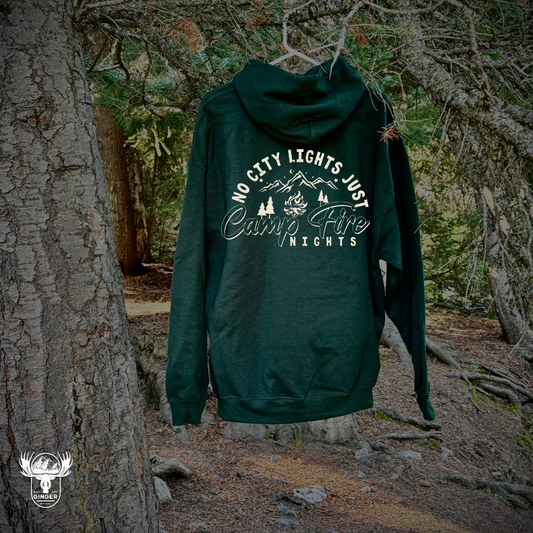 NO CITY LIGHTS: Unisex Hoodie in Forest Green