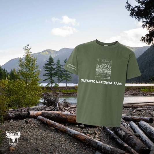 OLYMPIC NATIONAL PARK: Unisex Tee in Military Green