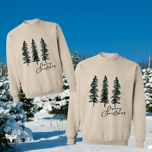 MERRY CHRISTMAS TREES: Unisex Crewneck in Sand