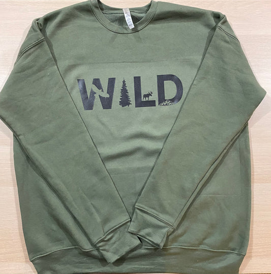 WILD: Unisex Crewneck in Military Green